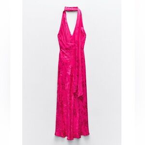Zilara Bubble Hem Bow Dress Jacquard Pink